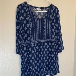 J. Jill Navy and White Floral Tunic